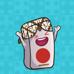 Cute Cartoon Domino Tile Celebrating GIF