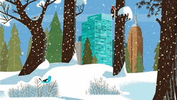 Cute Cartoon Fox Snow Falling GIF