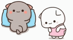 Cute Cartoon Peach Cat Bowing GIF