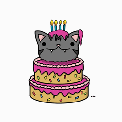 Cute Cat Birthday Cake Animation GIF