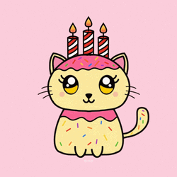 Cute Cat Birthday Candles Burning GIF