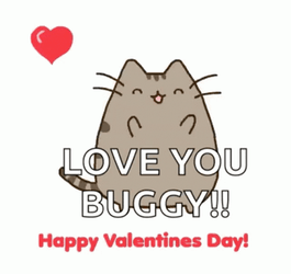 Cute Cat Happy Valentines Day Love You Buggy GIF