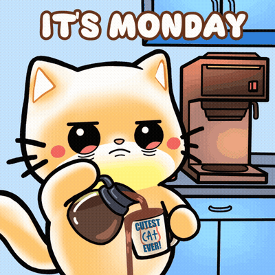Cute Cat Holding Coffee Cup GIF
