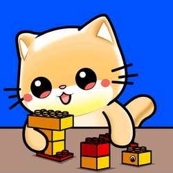Cute Cat Lego Assemble GIF