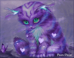 Cute Cat Purple Hearts