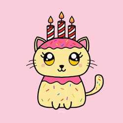 Cute Cat Sticker With Happy Birthday Candle