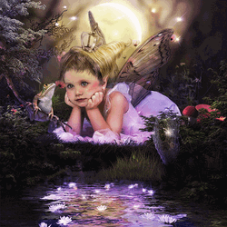 Cute Child Fairy Leaning On Grass  GIF