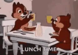 Cute Chip And Dale Lunch Time Cheers GIF