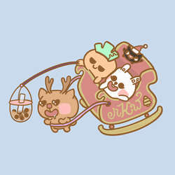Cute Christmas Boba Drink Friends GIF