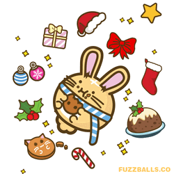Cute Christmas Bunny Eating Cookies GIF