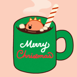 Cute Christmas Dinosaur In Coffee GIF