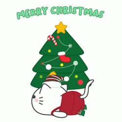Cute Christmas Excited White Cat Greeting GIF