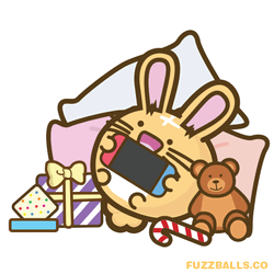 Cute Christmas Fuzz Ball Bunny Presents GIF