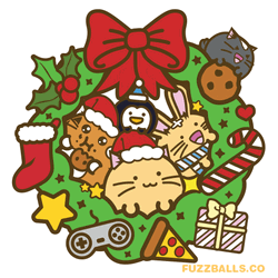 Cute Christmas Fuzz Ball Friends GIF
