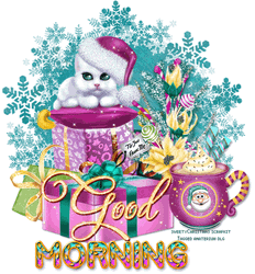 Cute Christmas Good Morning With Cat GIF