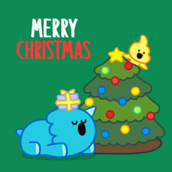 Cute Christmas Greetings Sleeping Blue Dinosaur GIF
