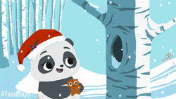 Cute Christmas Panda Giving Gifts GIF