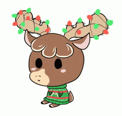 Cute Christmas Reindeer With Christmas Lights GIF