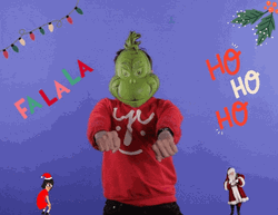 Cute Christmas Wearing The Grinch Mask GIF