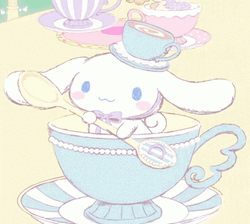 Cute Cinnamoroll Riding Tea Cup GIF