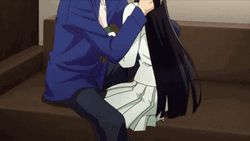 Cute Couple Anime Tender Kissing GIF