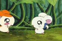 Cute Couple Hamtaro Anime Flower Garden GIF