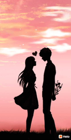 Cute Couple Heart Silhouette GIF