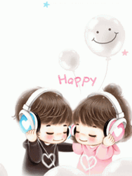Cute Couple Listening To Music  GIF