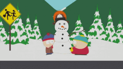 Cute Creeks Play With Snowman GIF