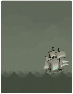 Cute Cthulhu Kissing Sailing Ship GIF
