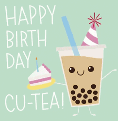 Cute Dancing Milk Tea Happy Birthday GIF