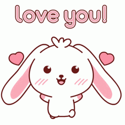 Cute Dancing Rabbit Sticker Love You GIF