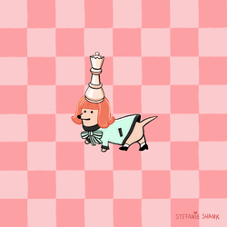 Cute Dog Chess Piece On Head GIF