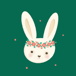 Cute Easter Bunny With Flower Band GIF