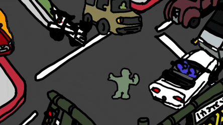 Cute Eating Big People Monster Inside House GIF