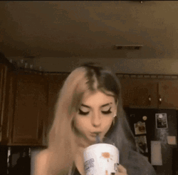 Cute Egirl Drinking GIF