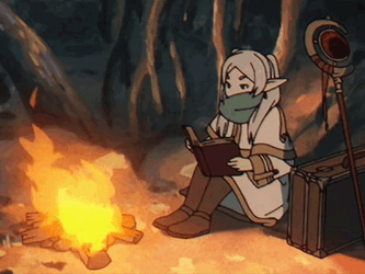 Cute Frieren Campfire Reading GIF