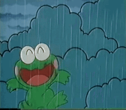 Cute Frog Dancing Jumping Rain GIF
