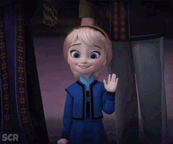 Cute Frozen Baby Elsa Waving Her Hand GIF