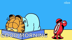 Cute Garfield Good Morning Hitting Alarm GIF