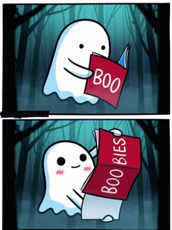 Cute Ghost Reading Boo Bies GIF