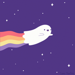 Cute Ghost With Rainbow Tail GIF