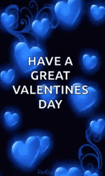 Cute Gliding Blue Hearts Happy Valentines Day GIF