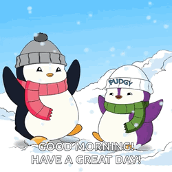 Cute Good Morning Wednesday Penguins In Snow GIF