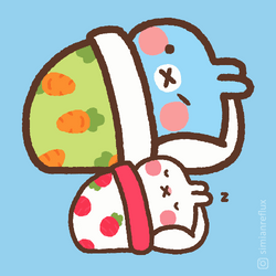 Cute Good Night Kawaii Bunnies Snoozing GIF