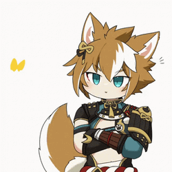 Cute Gorou With Yellow Butterfly GIF