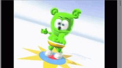 Cute Green Gummy Bear Playing GIF