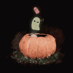 Cute Halloween Pumpkin Flying Ghost GIF