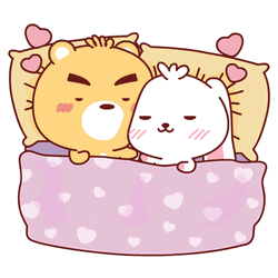 Cute Hamster And Bunny Cuddle In Bed