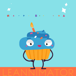 Cute Happy Birthday Cupcake Sticker GIF